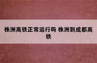 株洲高铁正常运行吗 株洲到成都高铁